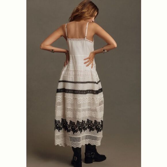 Anthropologie Sleeveless V-Neck Lace Midi Dress - Picture 3 of 7